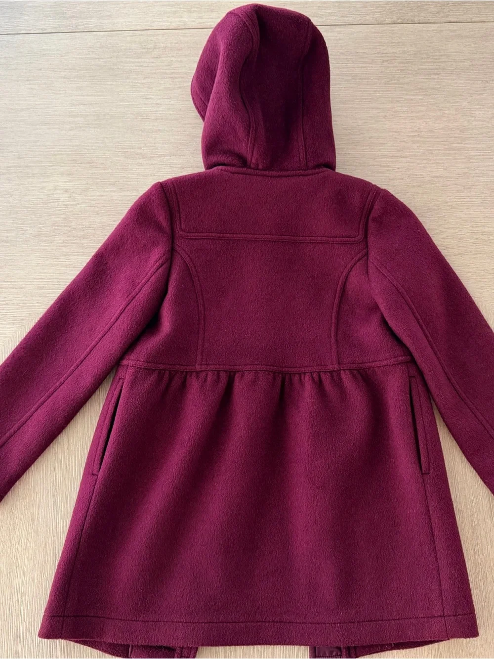 Burberry Girls' Duffel Hooded Coat in Deep Burgundy 100% Wool Sz10